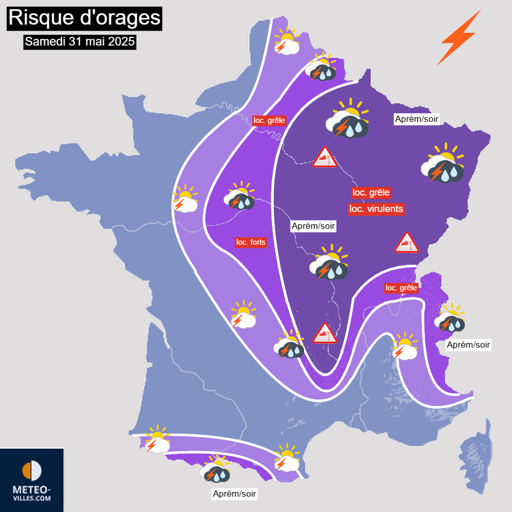 Nouveau point sur le risque d'orages forts dans les prochains jours