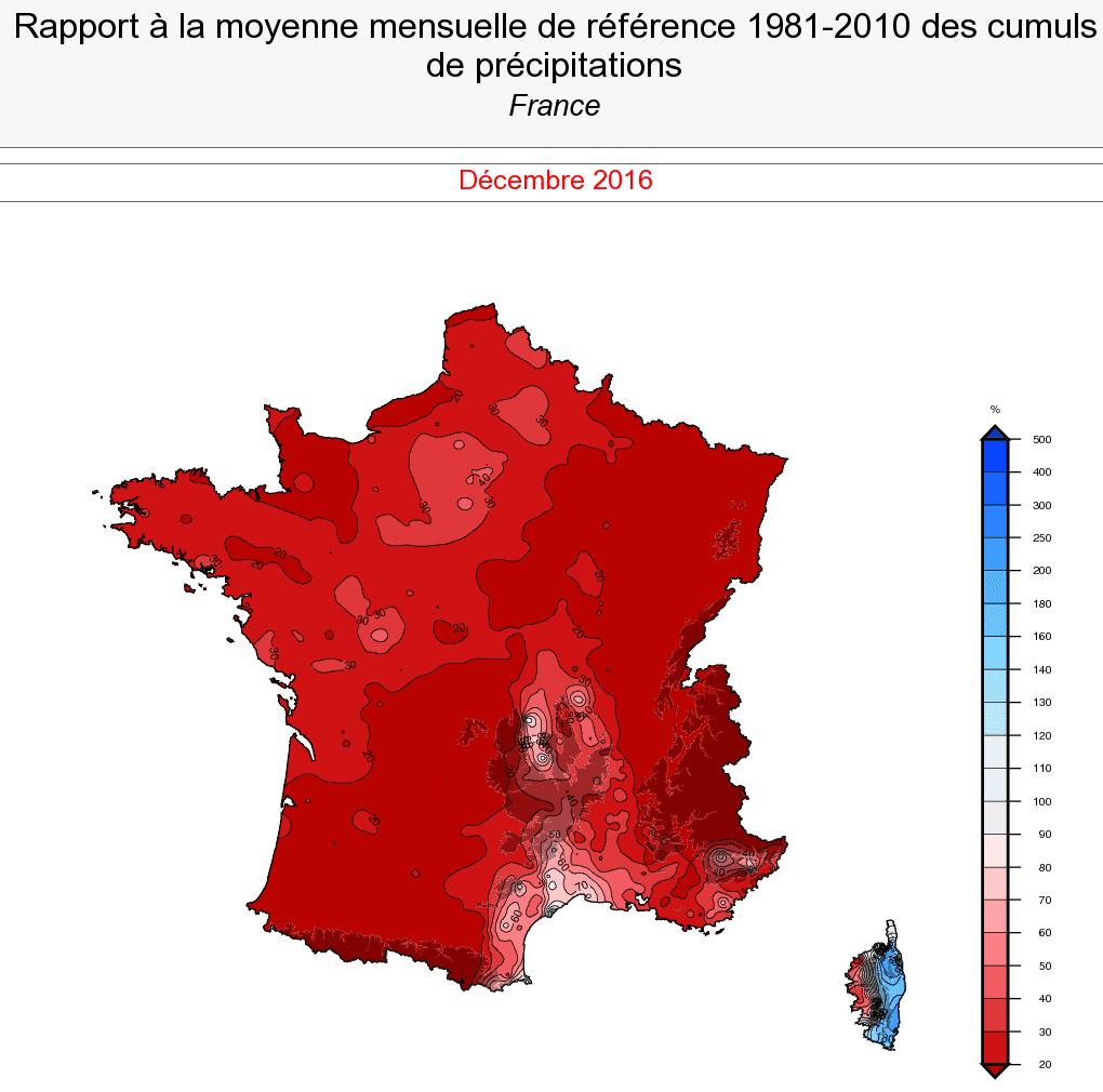 Image d'illustration pour Bilan météo cartographié de décembre 2016
