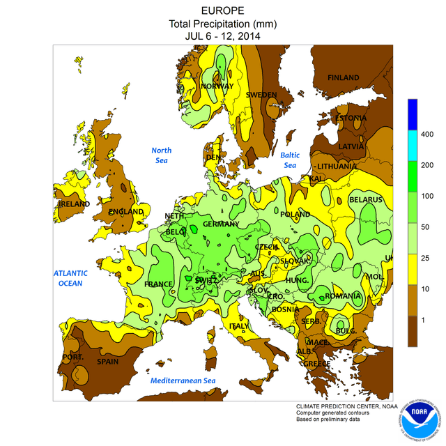 Image d'illustration pour Contrastes en Europe : chaud au Nord et à l'Est, frais et pluvieux au Sud