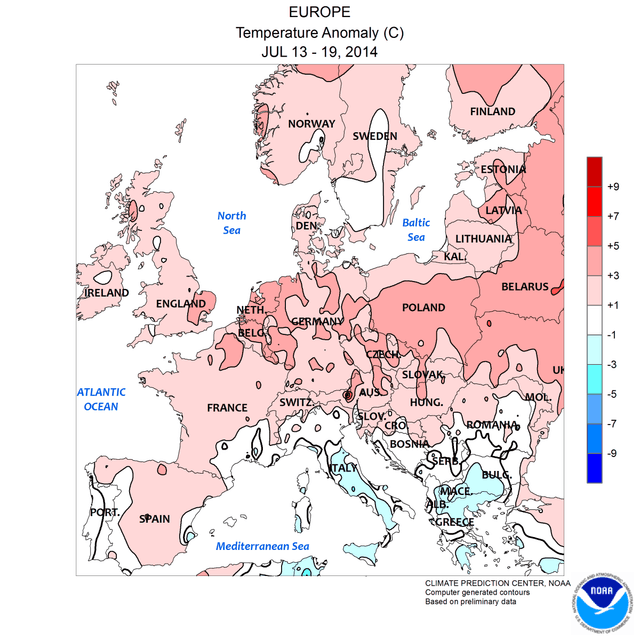 Image d'illustration pour Contrastes en Europe : chaud au Nord et à l'Est, frais et pluvieux au Sud
