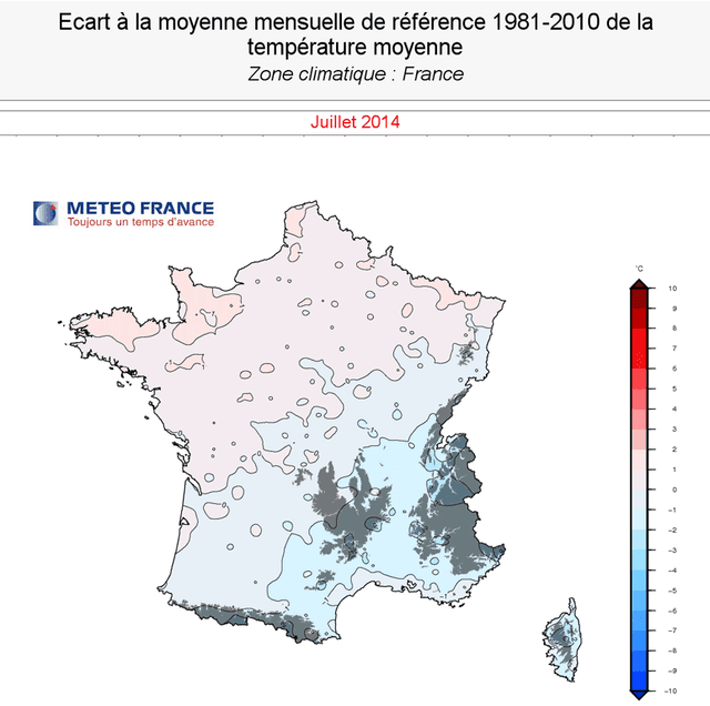 Image d'illustration pour Bilan médiocre du mois de juillet 2014 sur 22 régions françaises