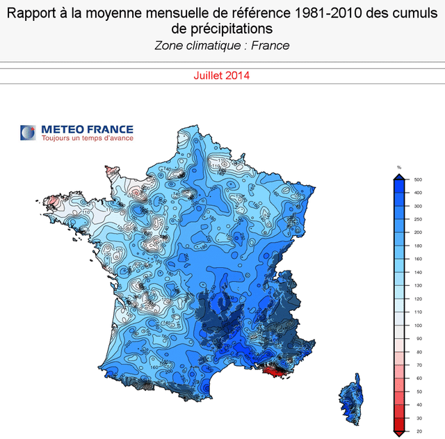 Image d'illustration pour Bilan médiocre du mois de juillet 2014 sur 22 régions françaises