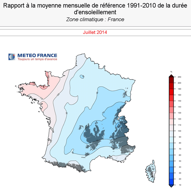 Image d'illustration pour Bilan médiocre du mois de juillet 2014 sur 22 régions françaises