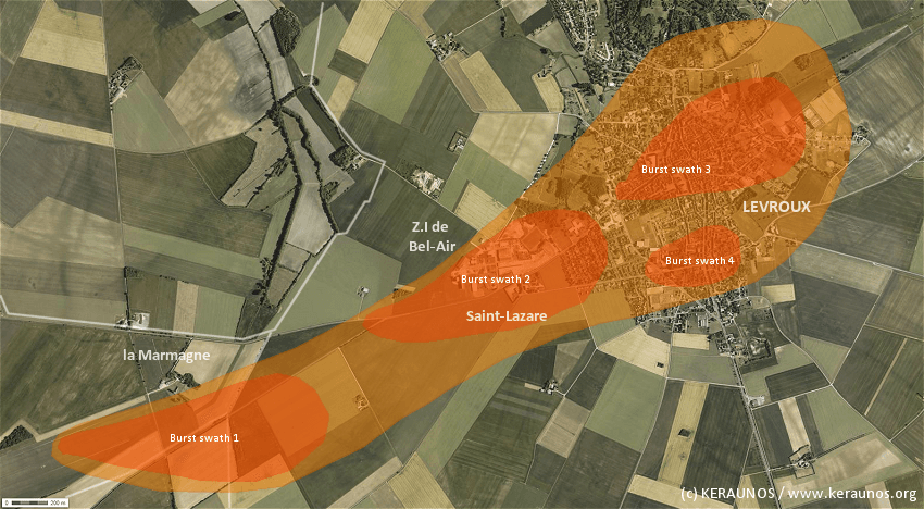 Image d'illustration pour Violente microrafale avec burst swath à Levroux dans l'Indre